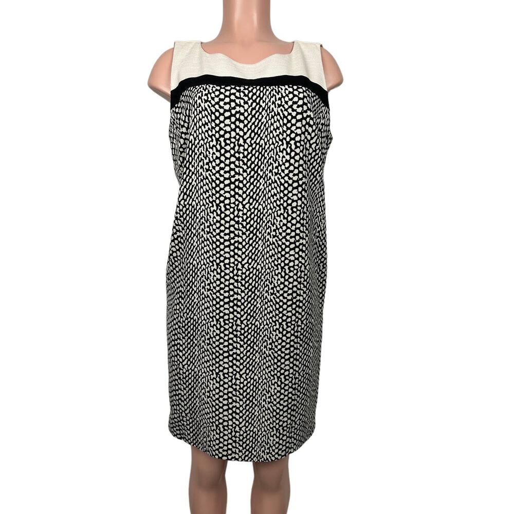 Dana Buchman Womens Black White Sleeveless Zip Sheath Dress Size 12